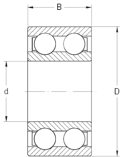 Чертеж двухрядного шарикового подшипника